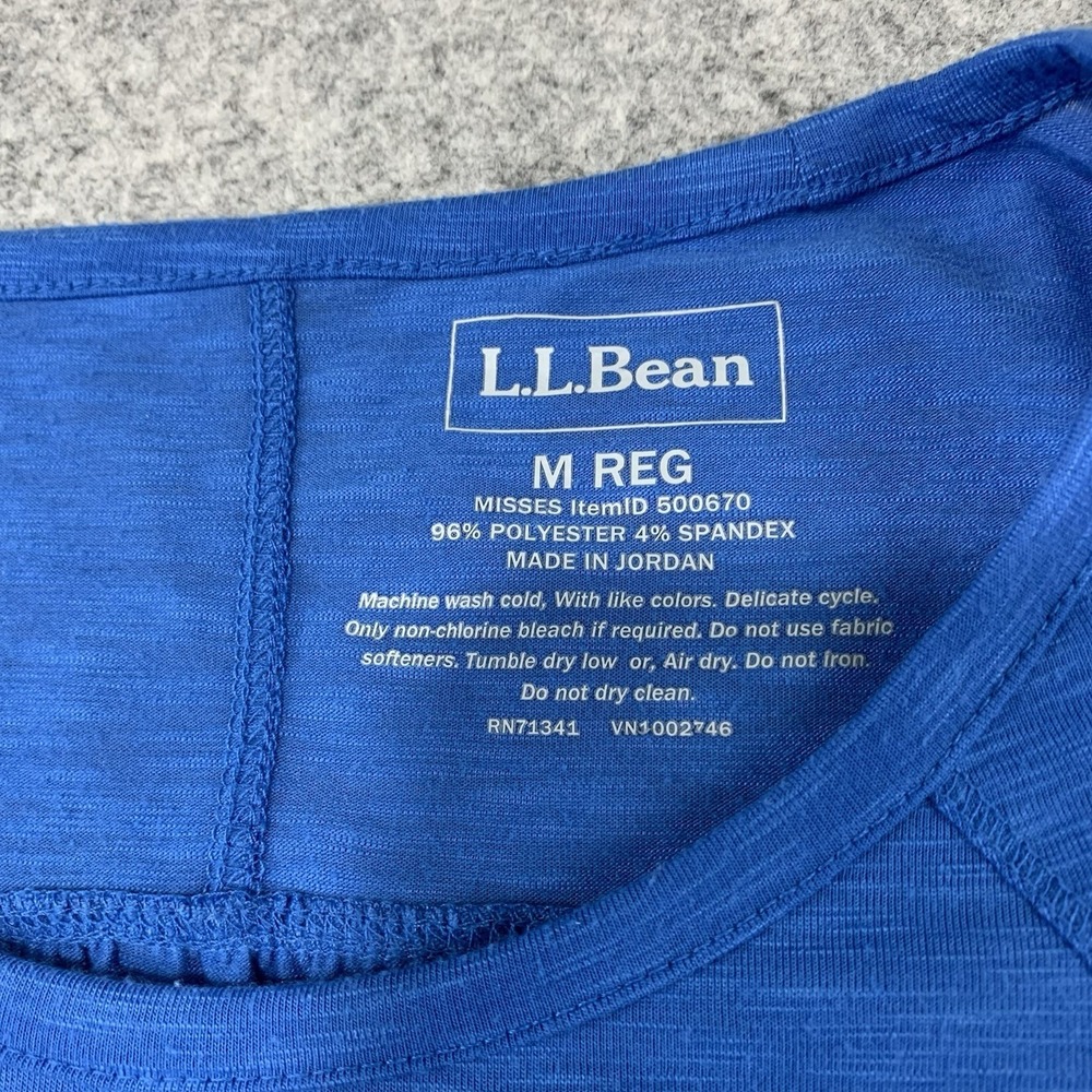 LL Bean Womens Top Size M Blue Long Sleeve Crewneck Activewear Space Dye 500670 - Picture 4 of 7